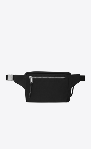 SAINT LAURENT Belt Bags Man CITY belt bag in canvas and soft black leather b_V4